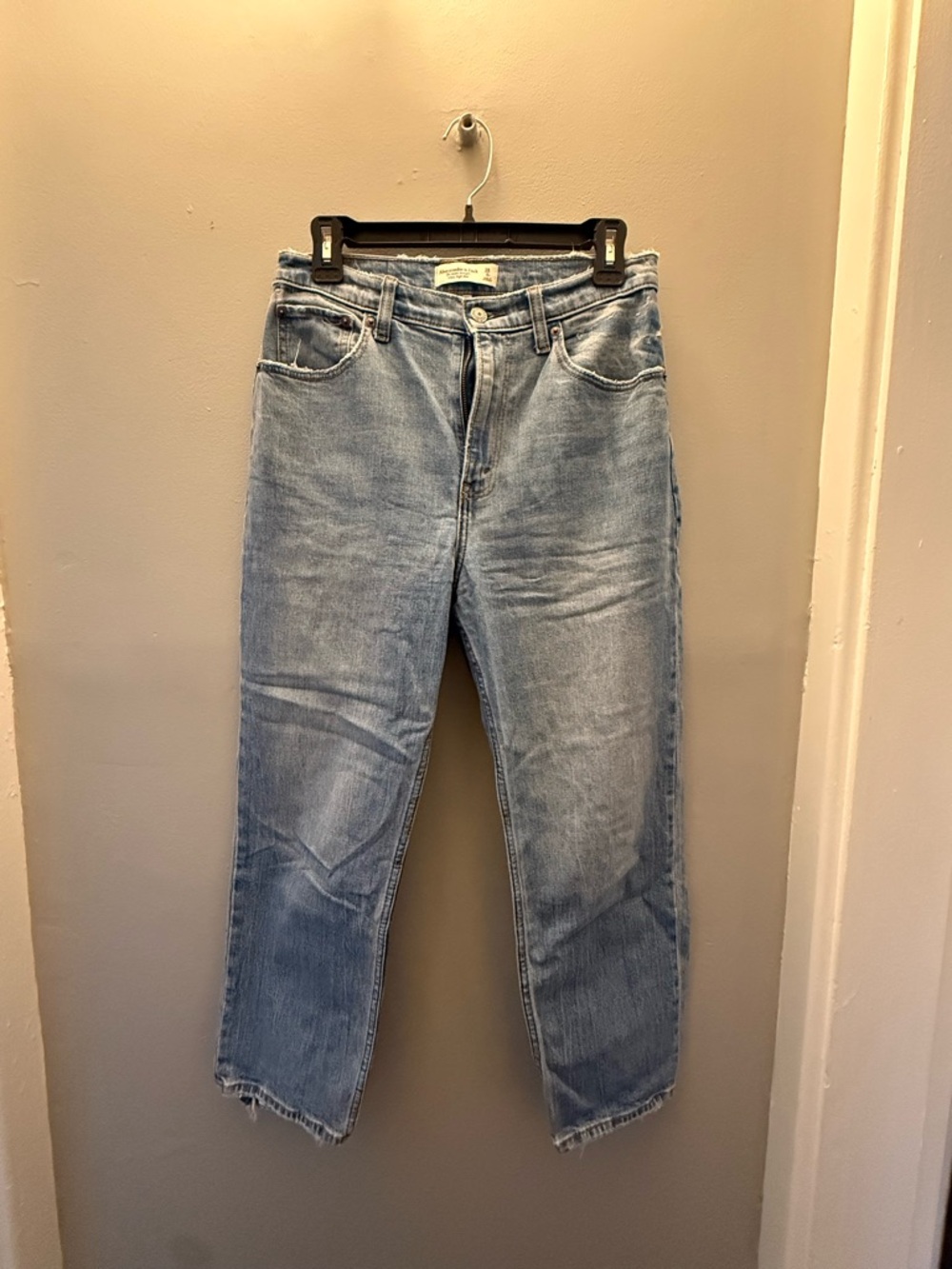 Abercrombie & Fitch Light Blue Ankle Straight Ultra High Rise Jeans